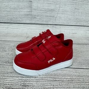 Fila Boy's Red & White G1000 Adjustable Strap Casual Sneakers Size 10